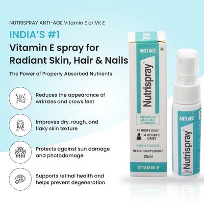 Nutrispray Anti Age | Vitamin E Oral Spray for Skin, Hair, & Nails