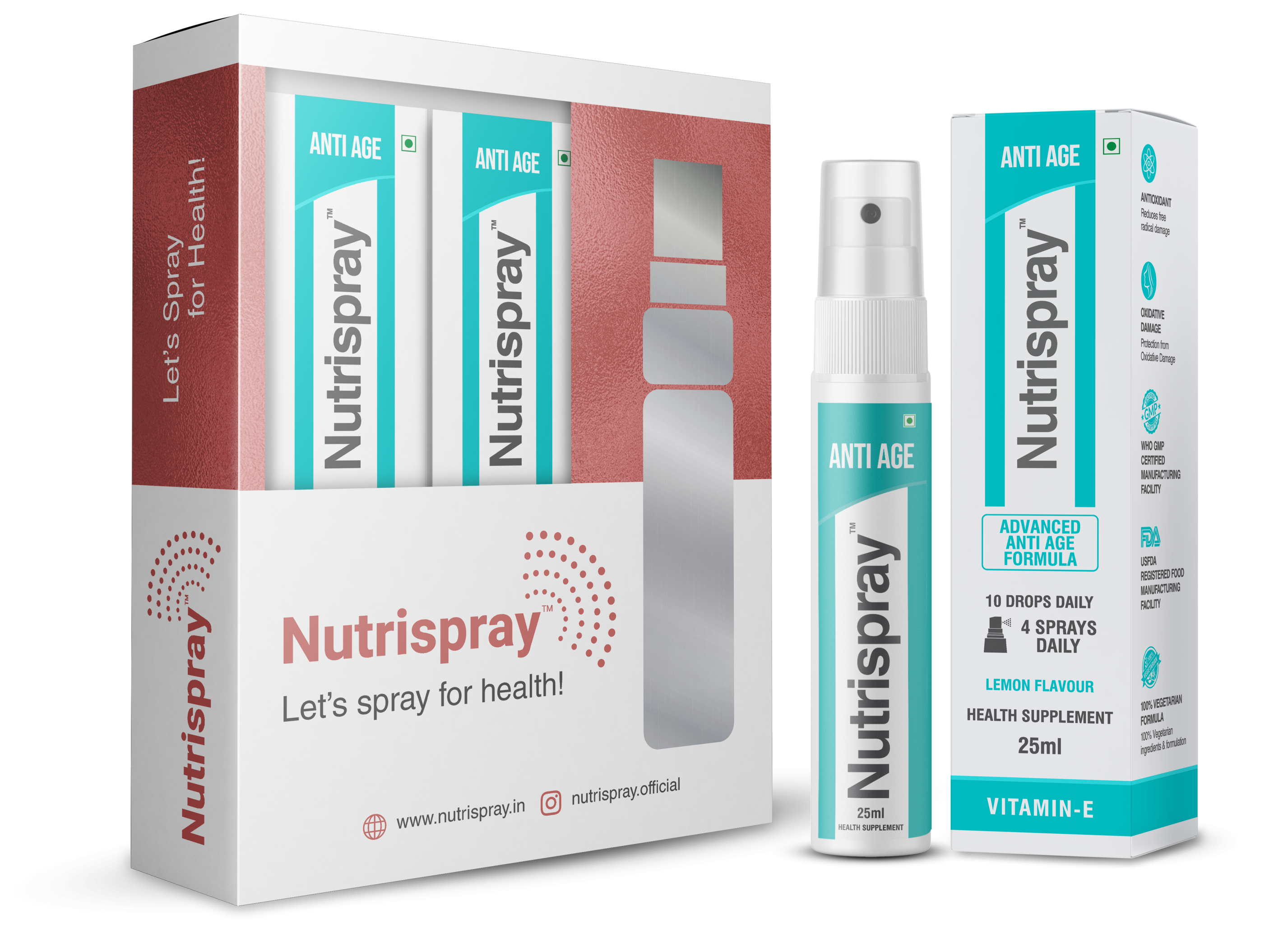 Nutrispray Anti Age | Vitamin E Oral Spray for Skin, Hair, & Nails